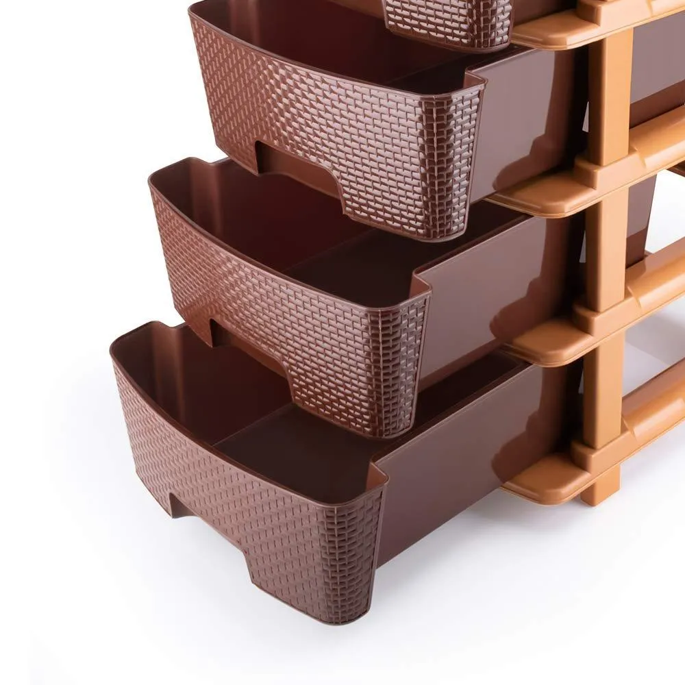 1151 5tier Plastic Modular Drawer System For Multiple Use (Brown colour)