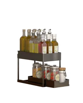 2-Tier Kitchen/Under-Sink Slim Pull Out Sliding Storage