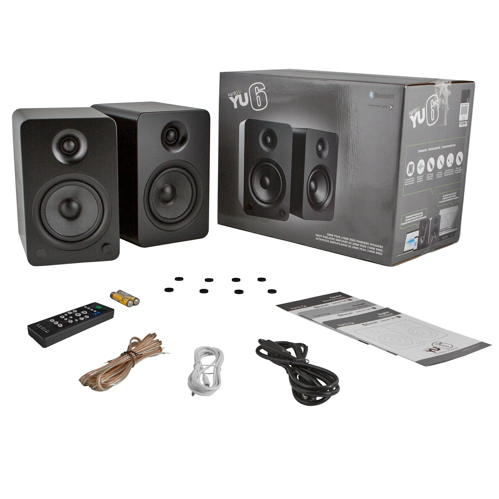 200W Bluetooth Bookshelf Speakers   Stands, Kanto YU6