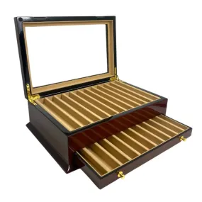 22 Lacquered Pen Box - Tobacco Brown