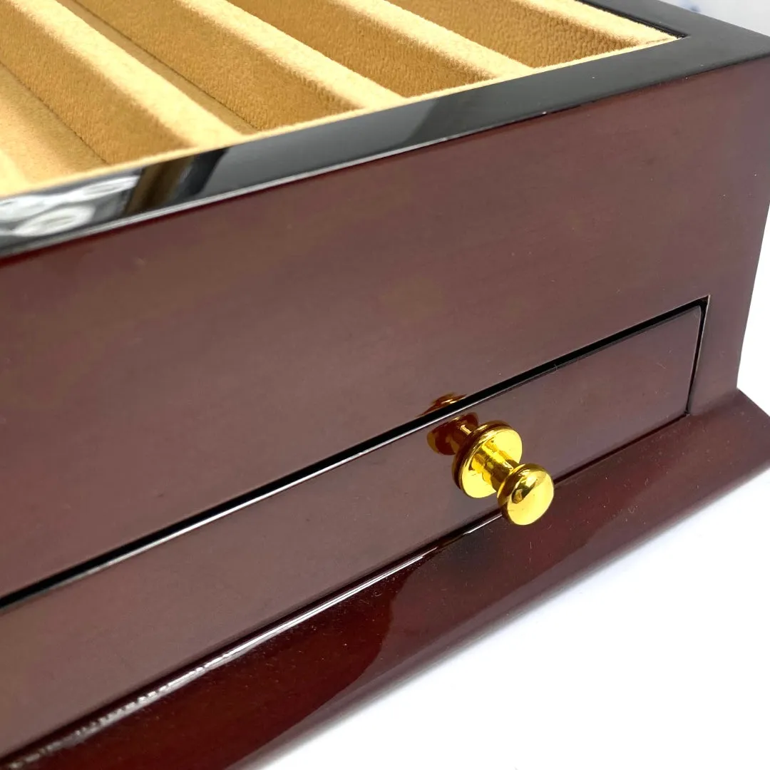 22 Lacquered Pen Box - Tobacco Brown