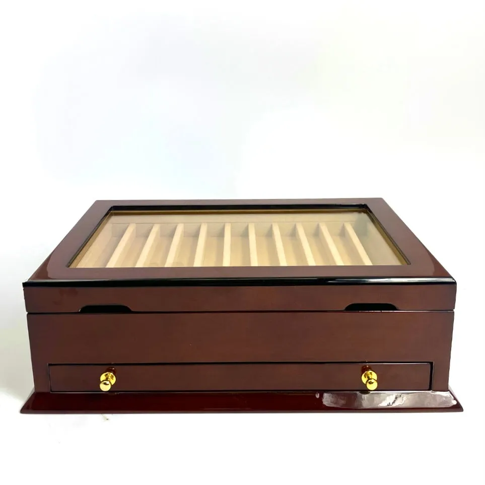 22 Lacquered Pen Box - Tobacco Brown