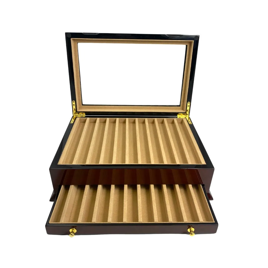 22 Lacquered Pen Box - Tobacco Brown