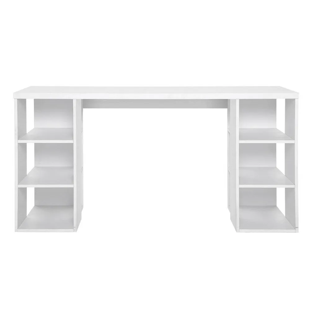 3 Level Desk with Storage & Bookshelf - White