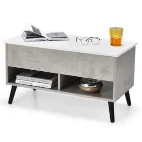 31.5 Inch Lift Top Coffee Table with Hidden Compartment and 2 Storage Shelves-Gray