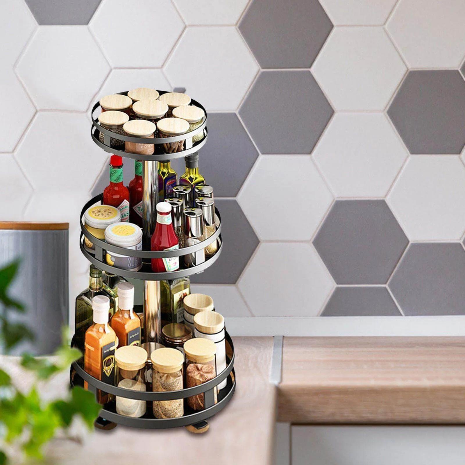 360 Rotating Kitchen Spice Storage Rack