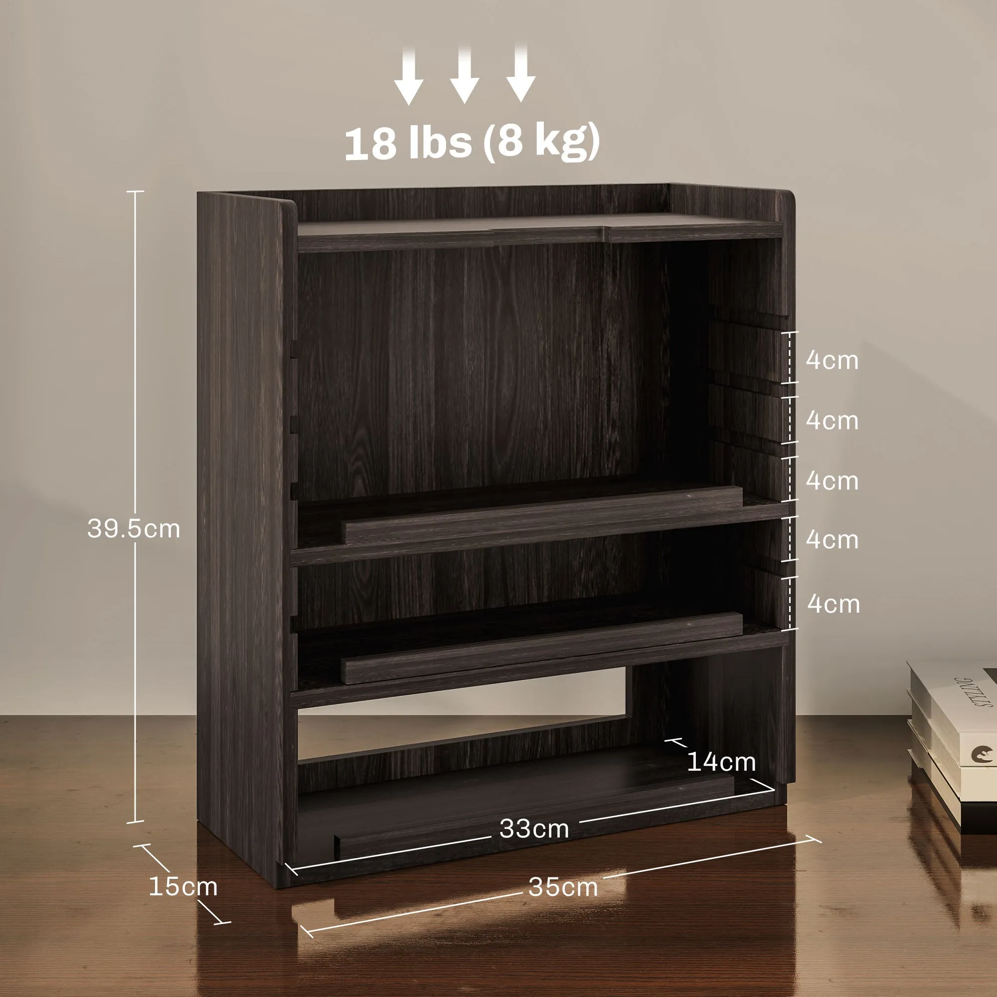 4-Tier Desktop Organiser with Cable Management for Stationery Dark Brown