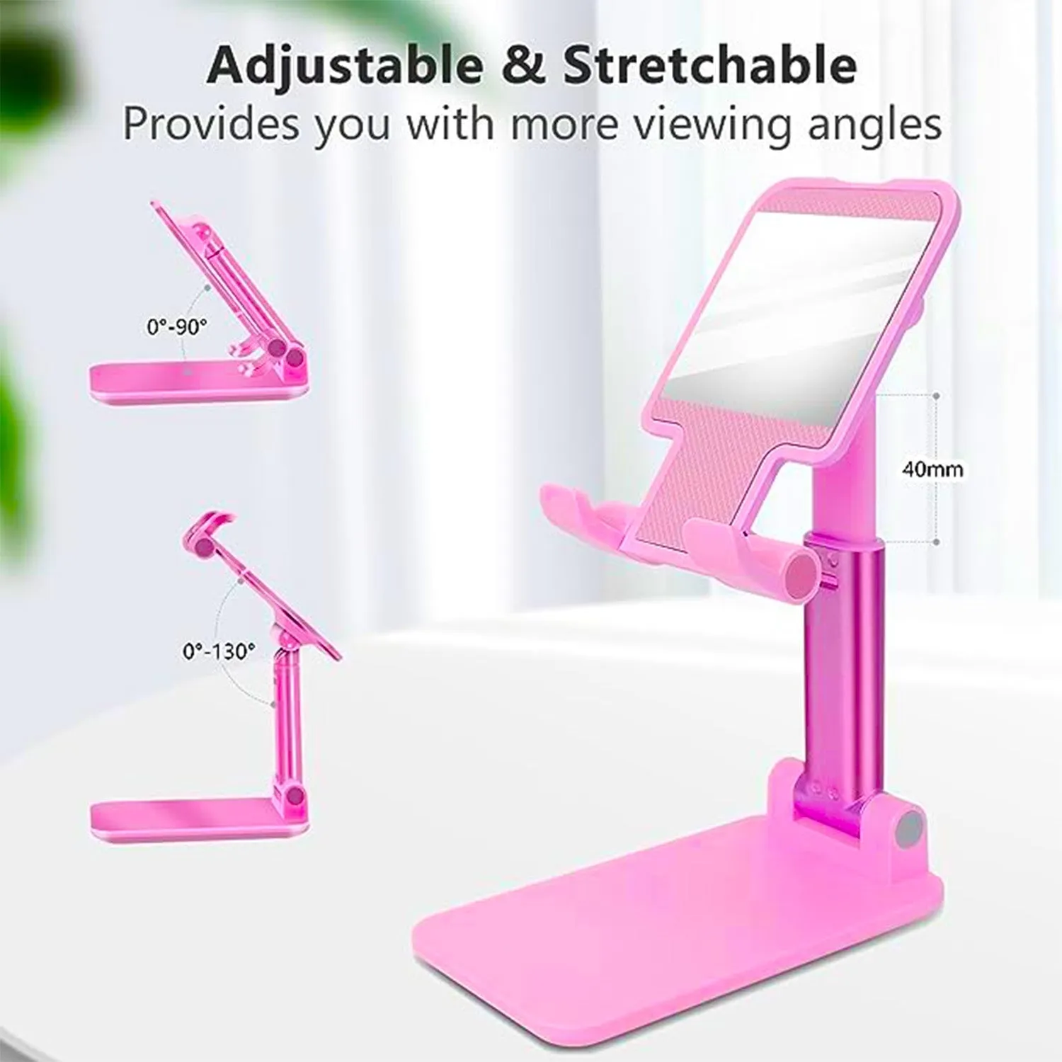 6636A DESKTOP CELL PHONE STAND PHONE HOLDER WITH MIRROR FULL 3-WAY ADJUSTABLE PHONE STAND FOR DESK HEIGHT   ANGLES PERFECT AS DESK ORGANIZERS AND ACCESSORIES