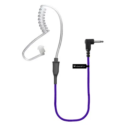 Acoustic Tube Listen Only Earpiece, 3.5mm Jack, Purple Braided Cable