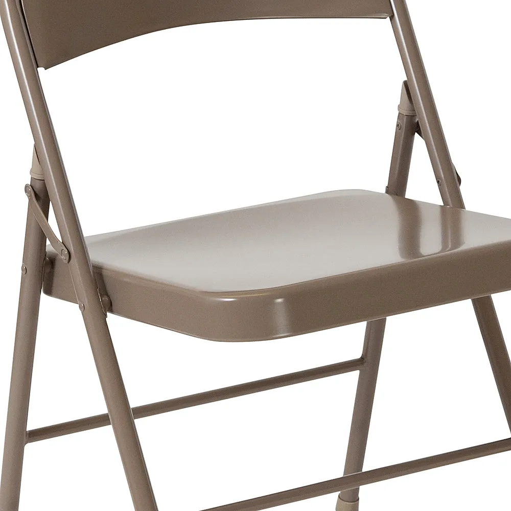 Alamont Home - Hercules Series Double Braced Metal Folding Chair (set of 4) - Beige