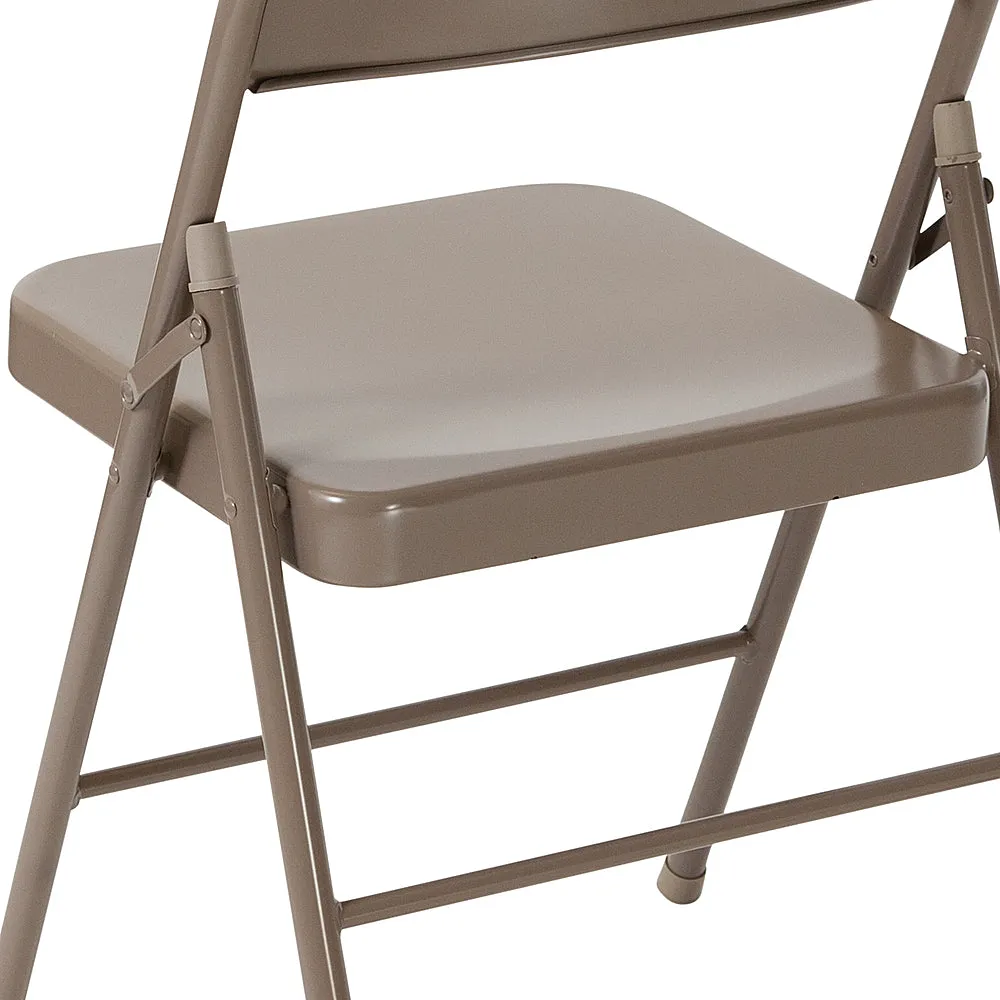 Alamont Home - Hercules Series Double Braced Metal Folding Chair (set of 4) - Beige