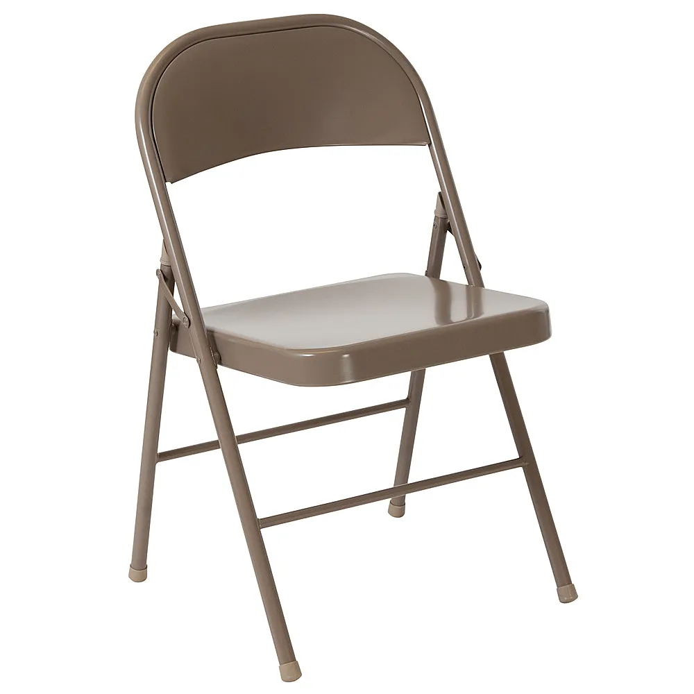 Alamont Home - Hercules Series Double Braced Metal Folding Chair (set of 4) - Beige