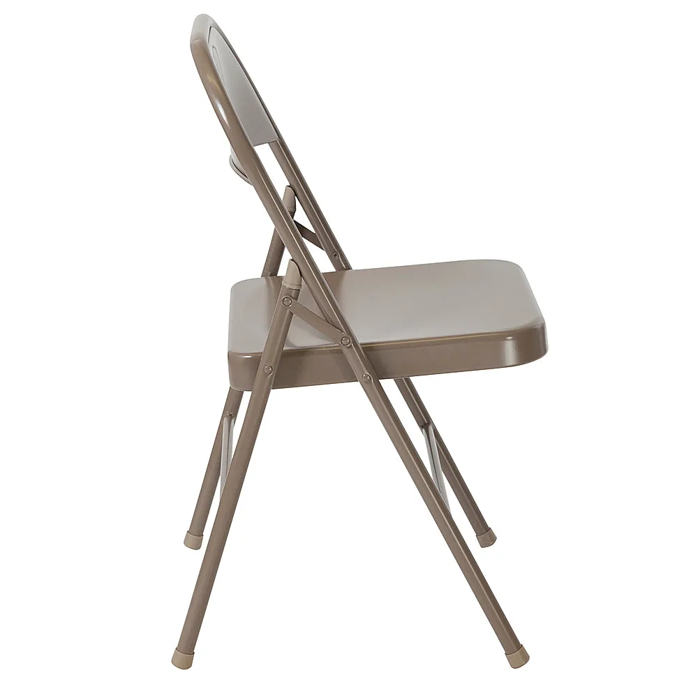 Alamont Home - Hercules Series Double Braced Metal Folding Chair (set of 4) - Beige