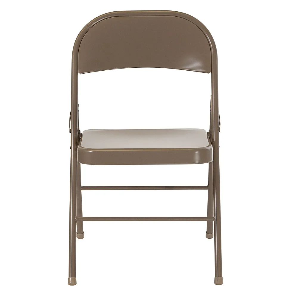 Alamont Home - Hercules Series Double Braced Metal Folding Chair (set of 4) - Beige