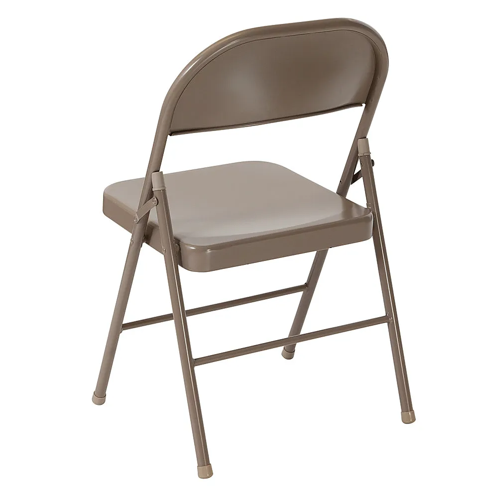 Alamont Home - Hercules Series Double Braced Metal Folding Chair (set of 4) - Beige