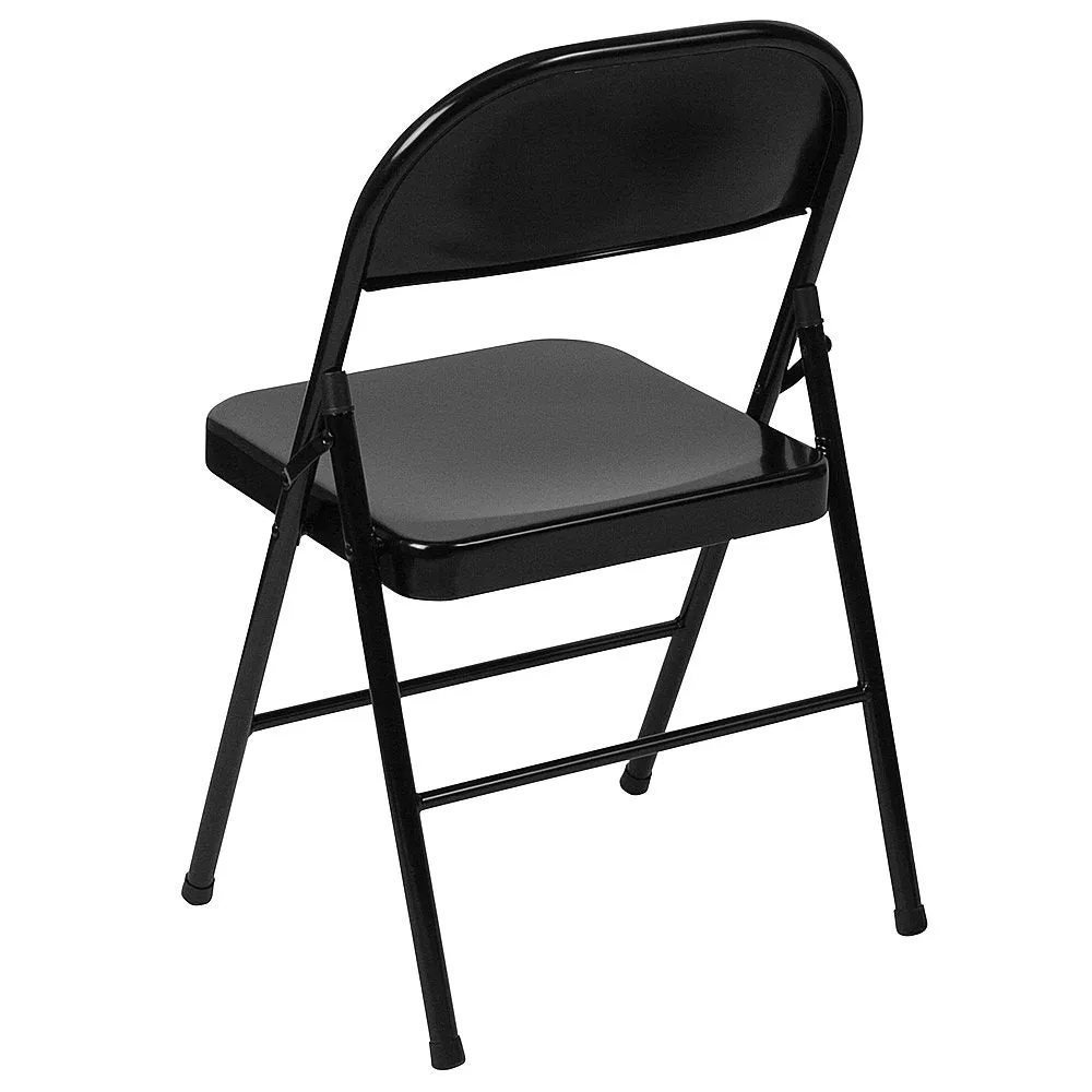 Alamont Home - Hercules Series Double Braced Metal Folding Chair (set of 4) - Black