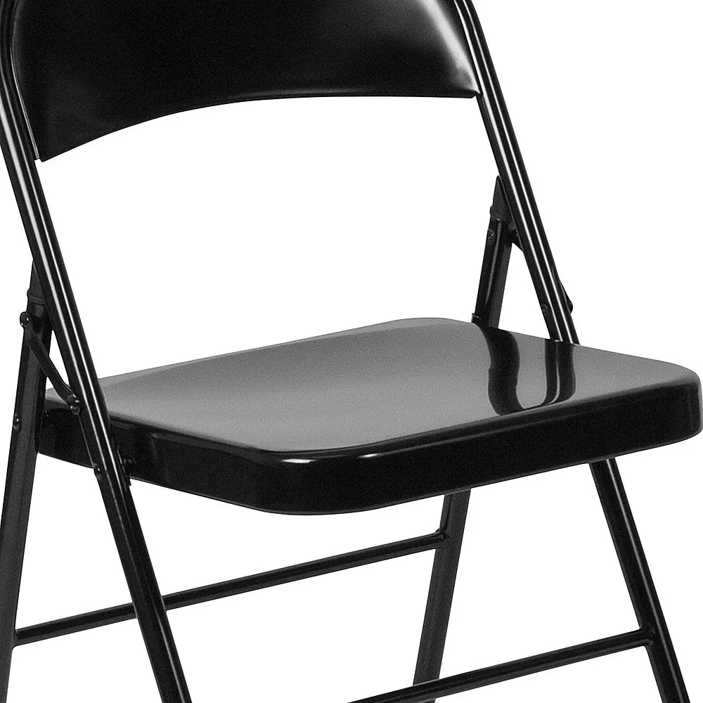 Alamont Home - Hercules Series Double Braced Metal Folding Chair (set of 4) - Black