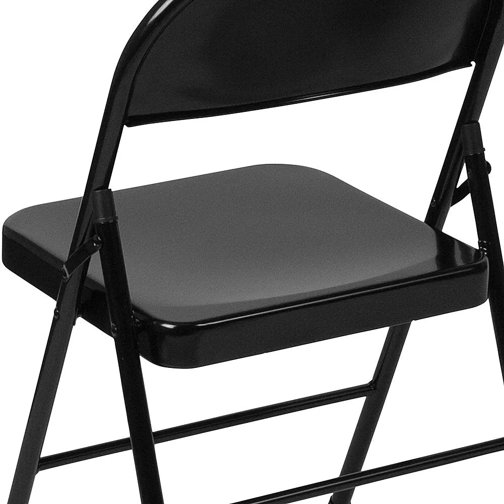 Alamont Home - Hercules Series Double Braced Metal Folding Chair (set of 4) - Black