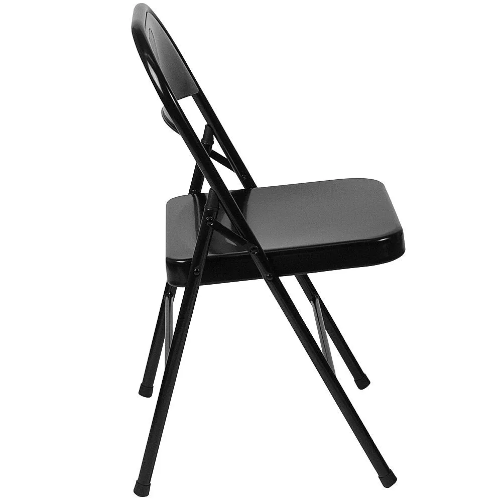 Alamont Home - Hercules Series Double Braced Metal Folding Chair (set of 4) - Black