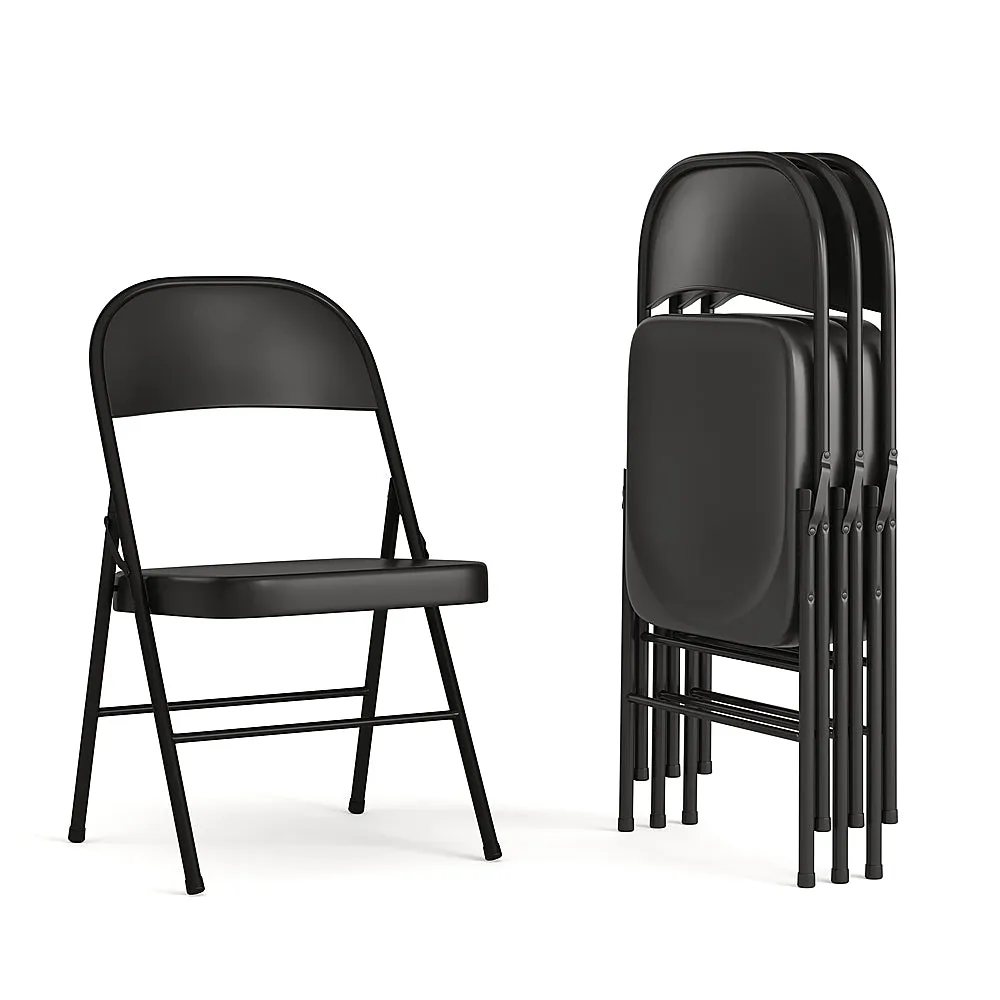 Alamont Home - Hercules Series Double Braced Metal Folding Chair (set of 4) - Black