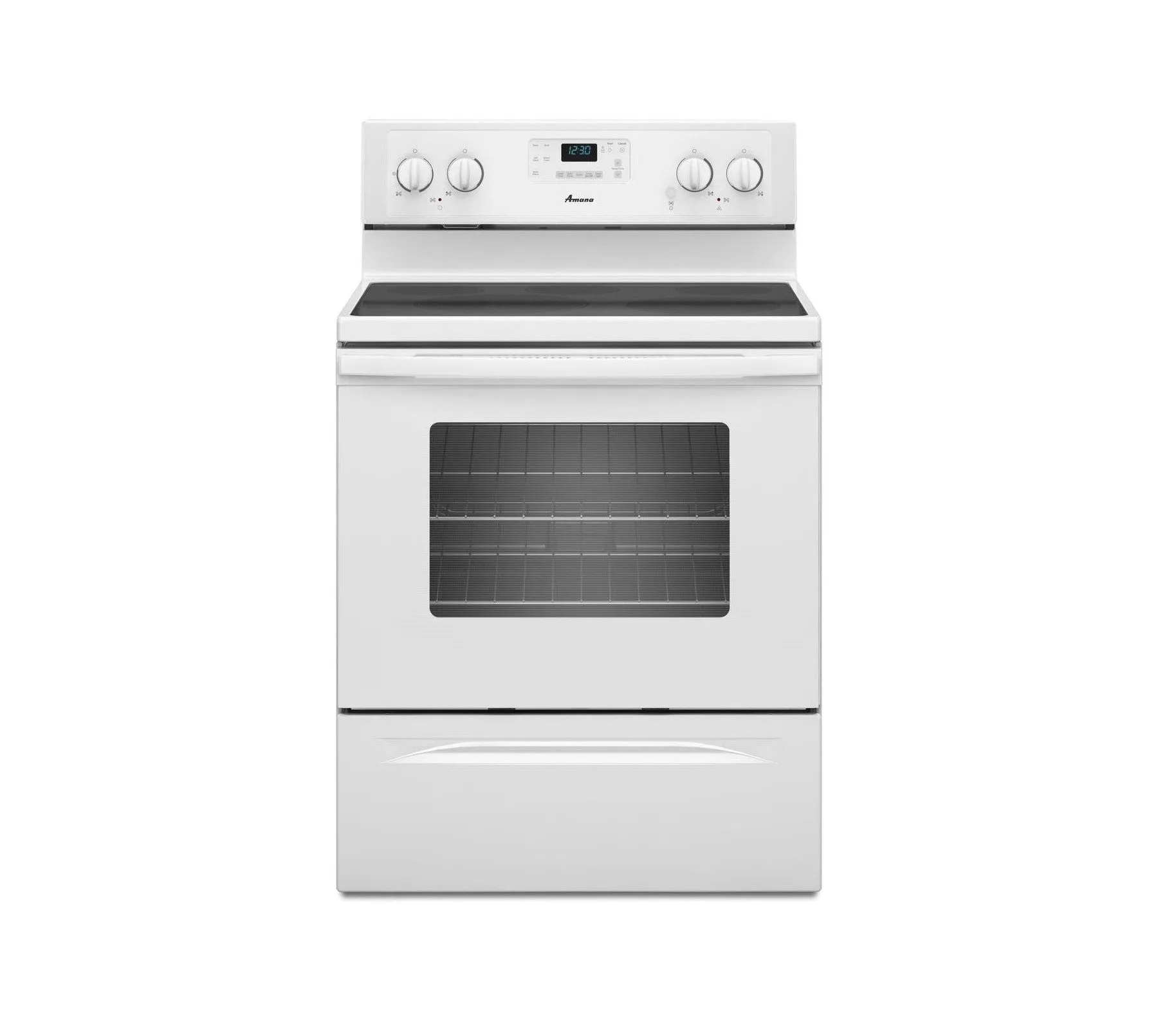 Amana 30" Freestanding Radiant Self Clean Electric Range Ceramic Top 4 Burners 5.3 cu.ft. 4KWFE7685EW White