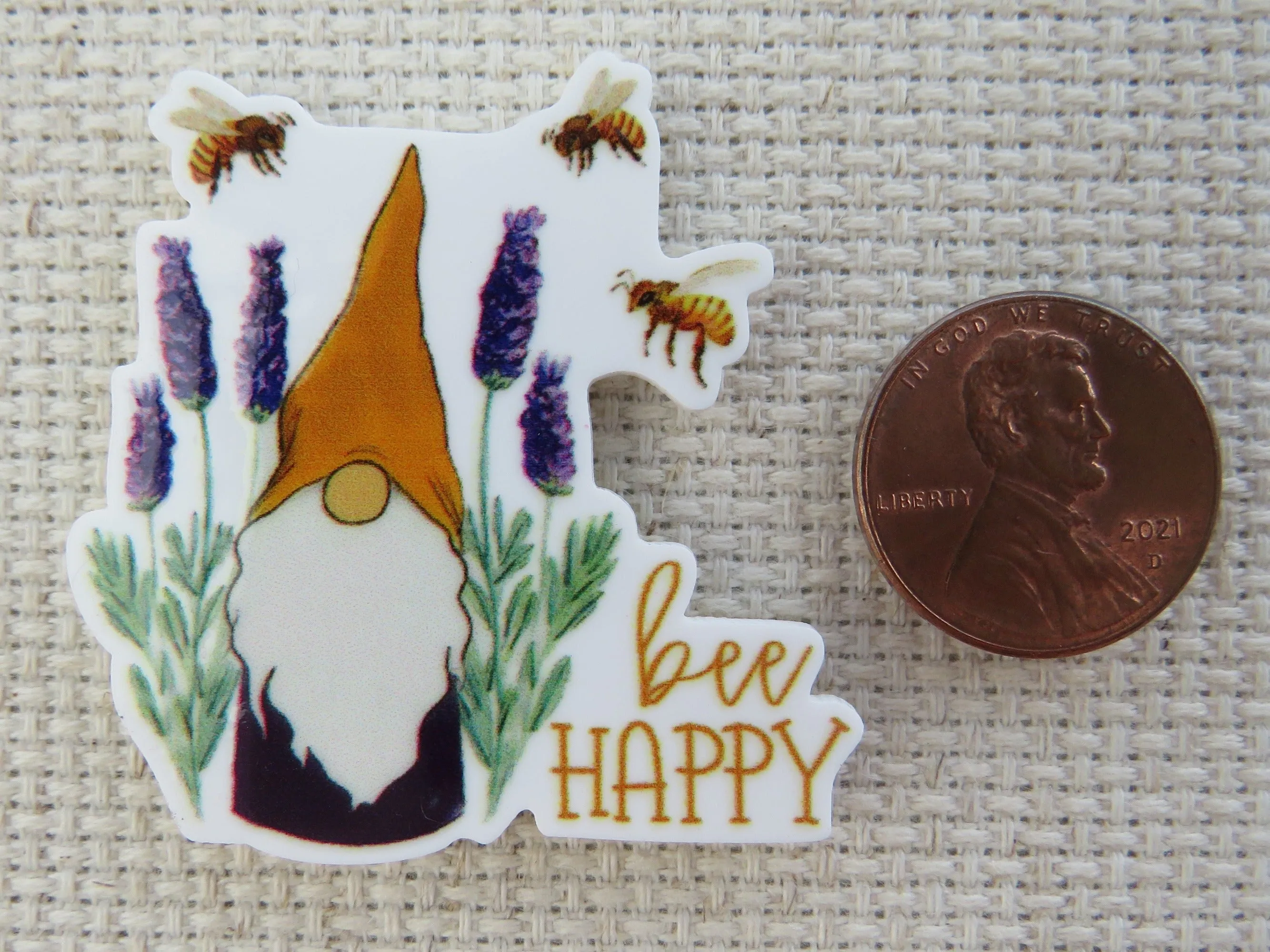 Bee Happy Lavender Gnome Needle Minder, Cover Minder, Magnet