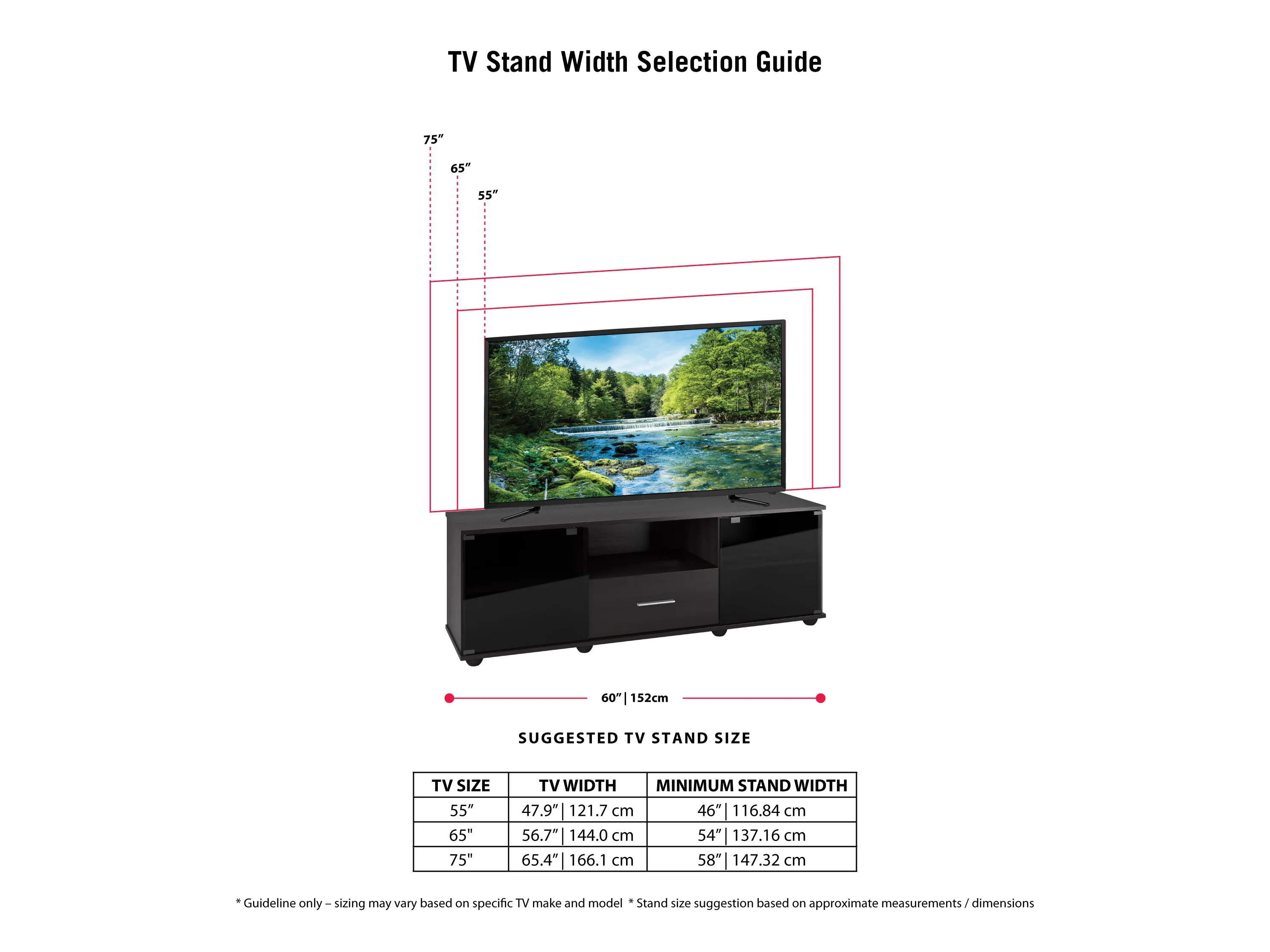 Black TV Stand, TVs up to 75"