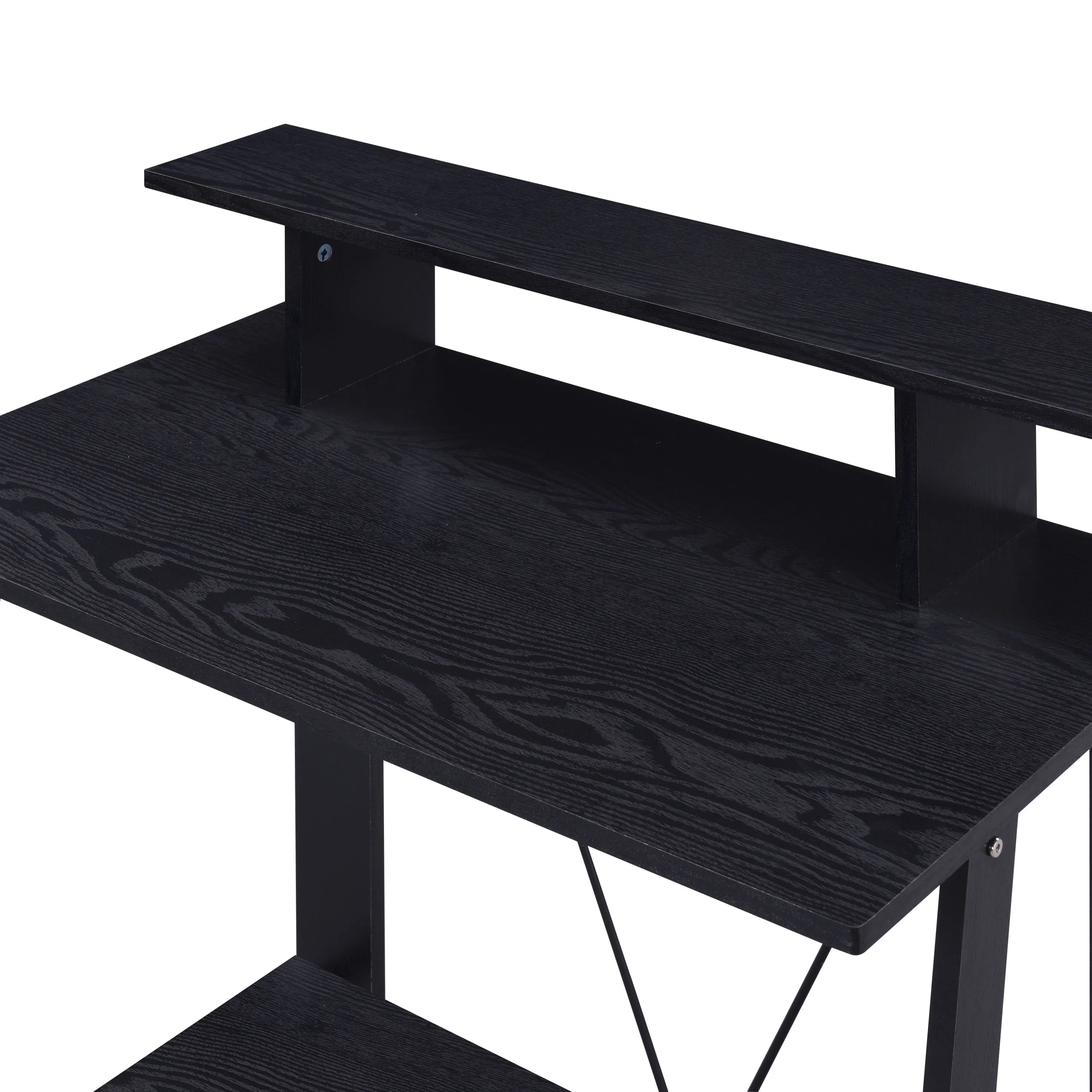 Black Writing Desk with Upper Shelf