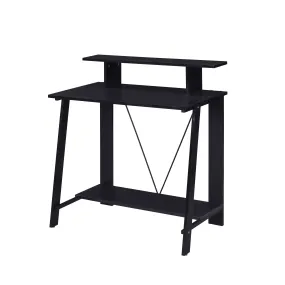 Black Writing Desk with Upper Shelf