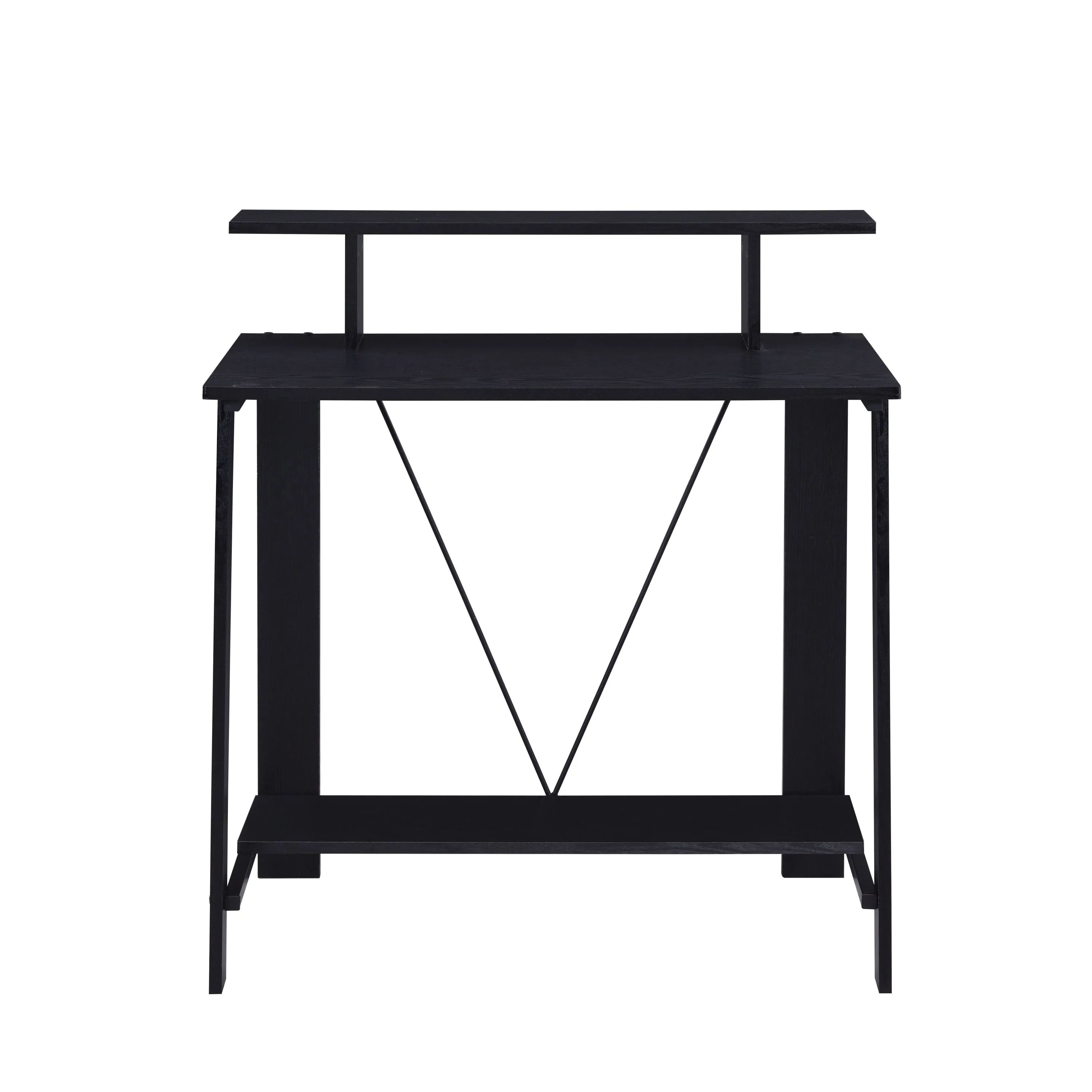 Black Writing Desk with Upper Shelf