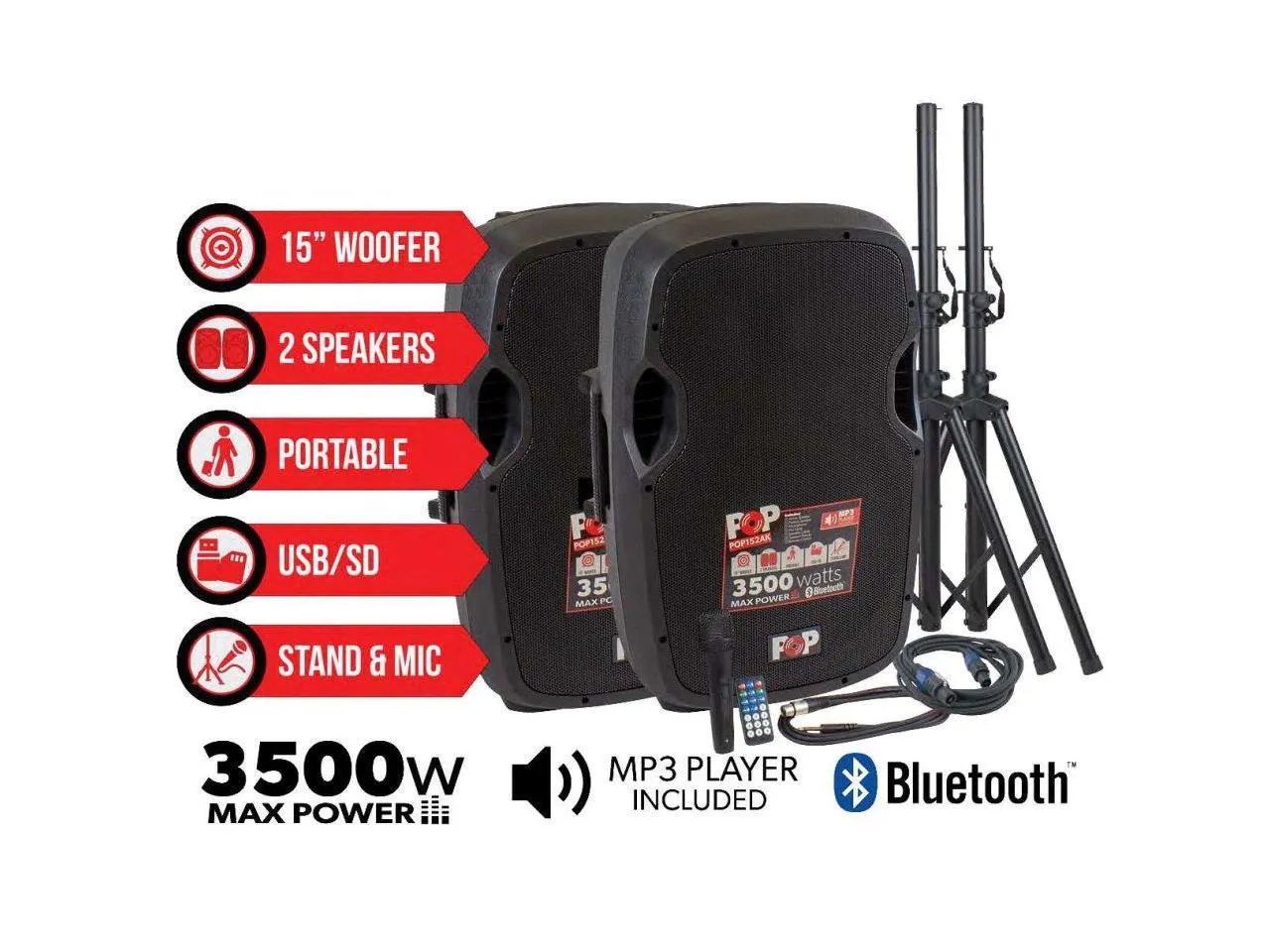 Blastking POP152AK 15" Bluetooth Active & Passive Speaker Box Combo