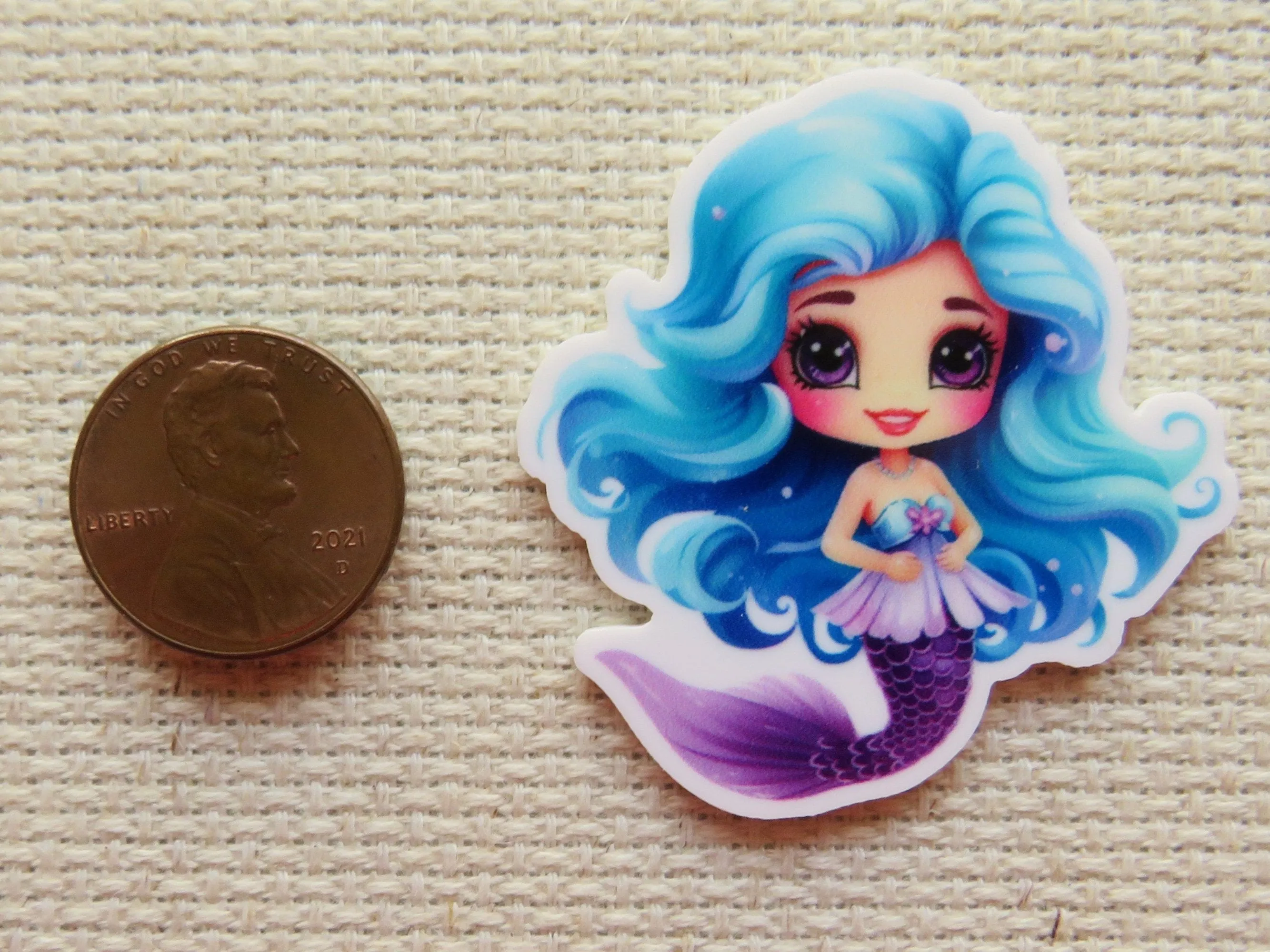 Blue Haired Mermaid Needle Minder, Cover Minder, Magnet