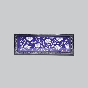 Blue Pottery Rectangle Enamel Pen Tray