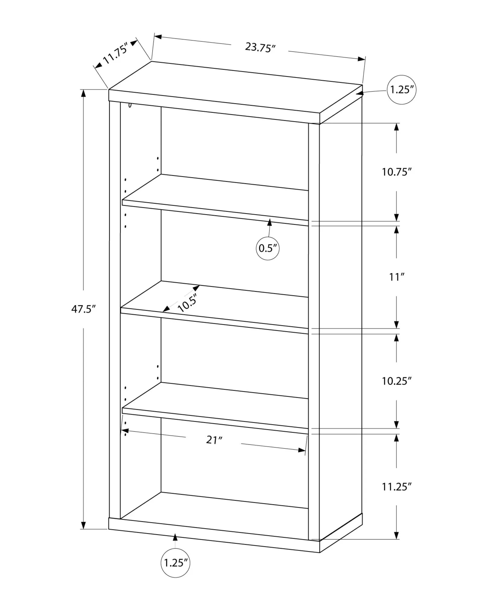 Bookcase - 48"H / Brown Reclaimed Wood-Look/ Adj. Shelves