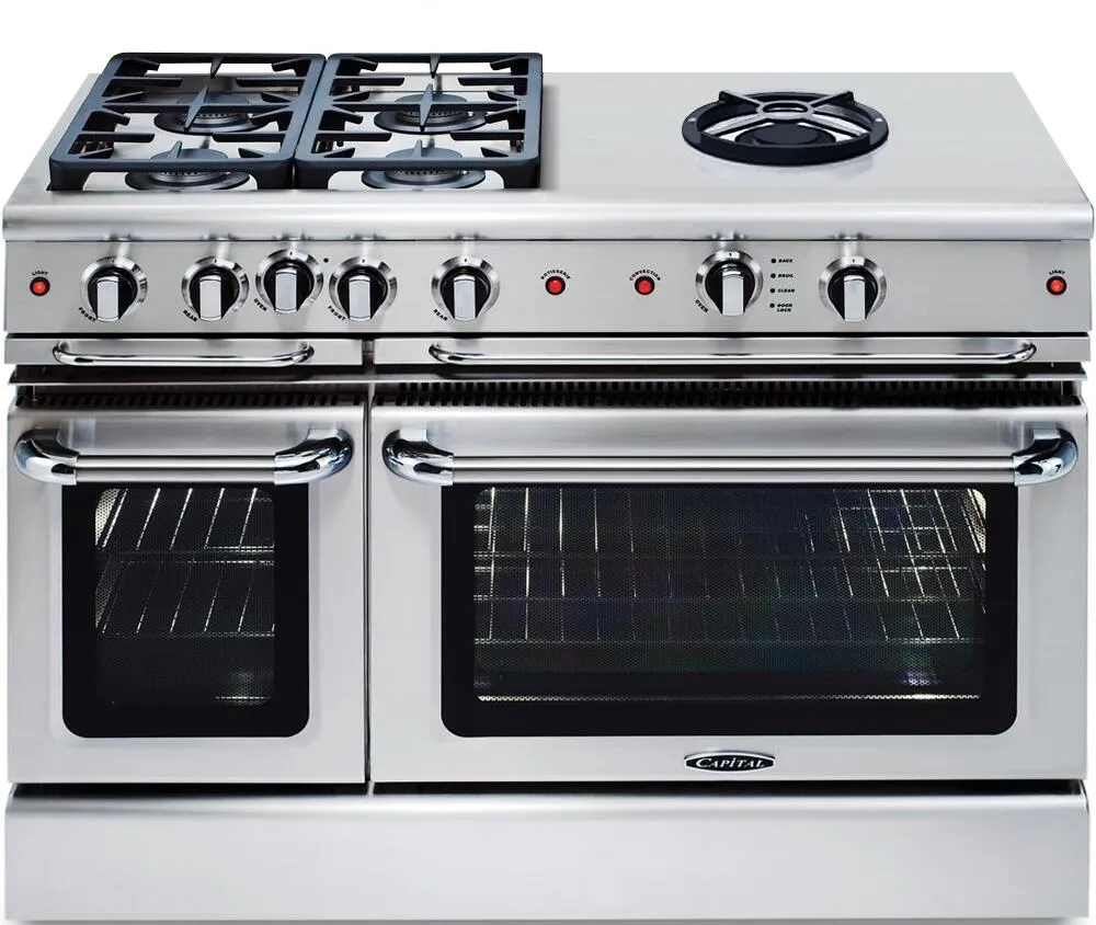 Capital 48" Precision Series Freestanding Gas Range with 6.9 cu. ft. Total Capacity Self Clean Double Oven  in Stainless Steel (GSCR488)