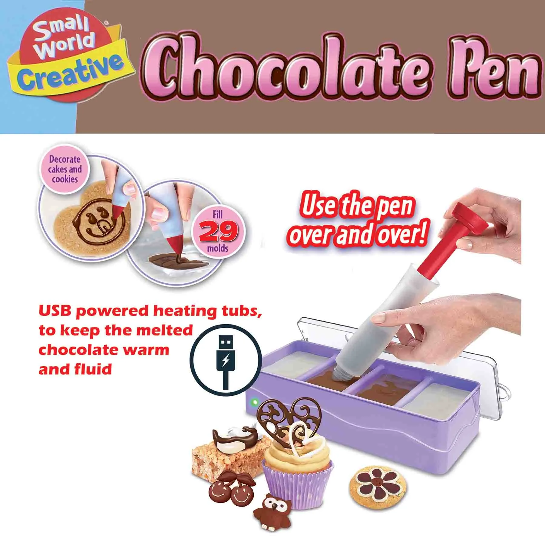 Chocolate Decorating Pen Kit with USB Powered Heating Tubs