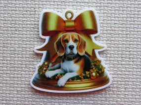 Christmas Bell Beagle Needle Minder, Cover Minder, Magnet