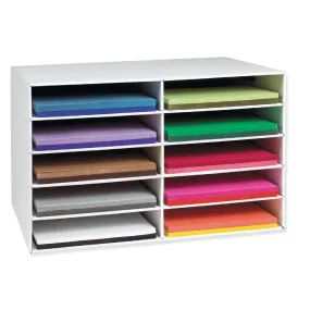 Classroom Keepers 12" x 18" Construction Paper Storage | 10 Slots | 17" H x 27" W 1 Unit | Color White