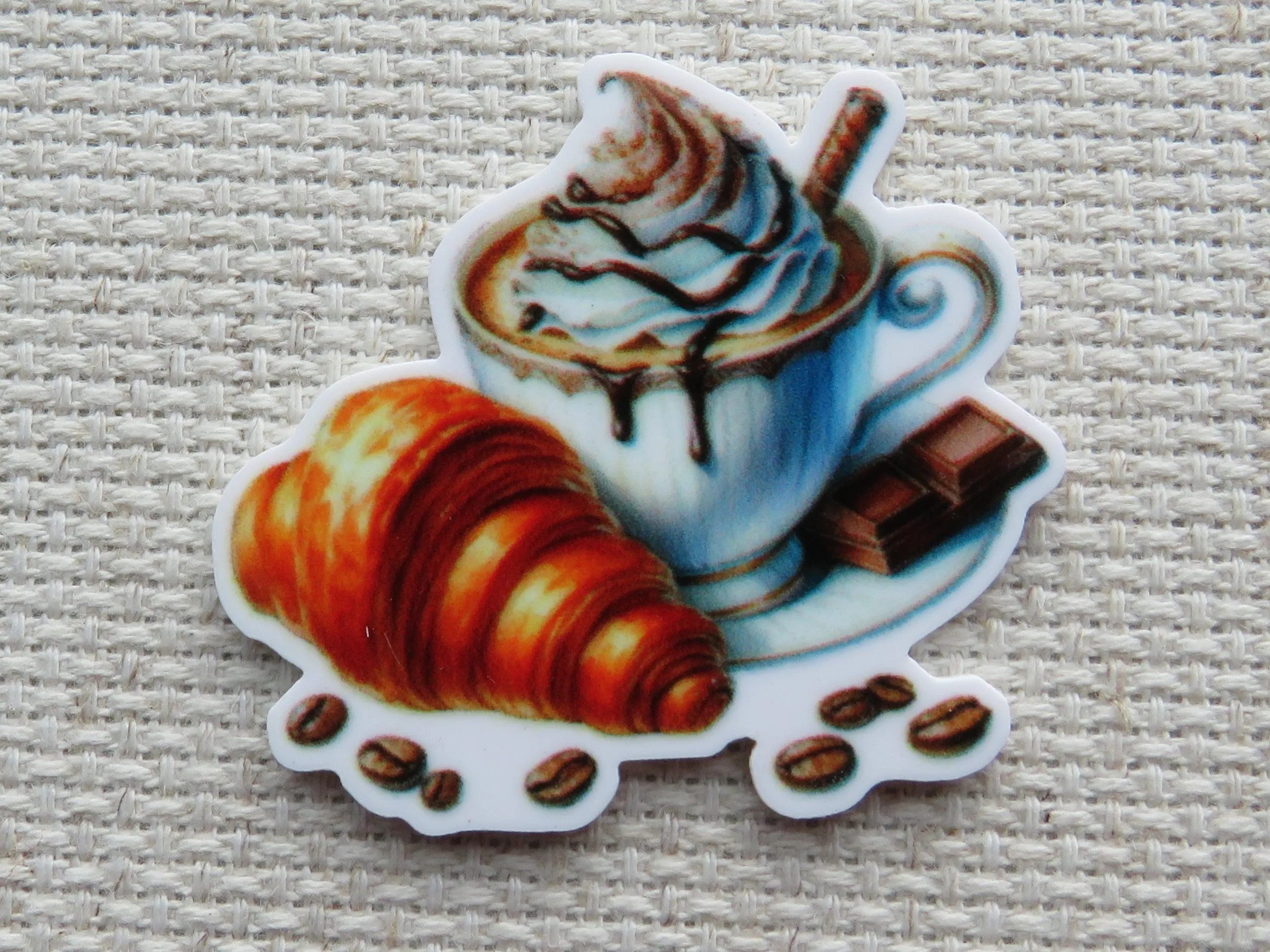 Coffee and Croissant Needle Minder, Cover Minder, Magnet