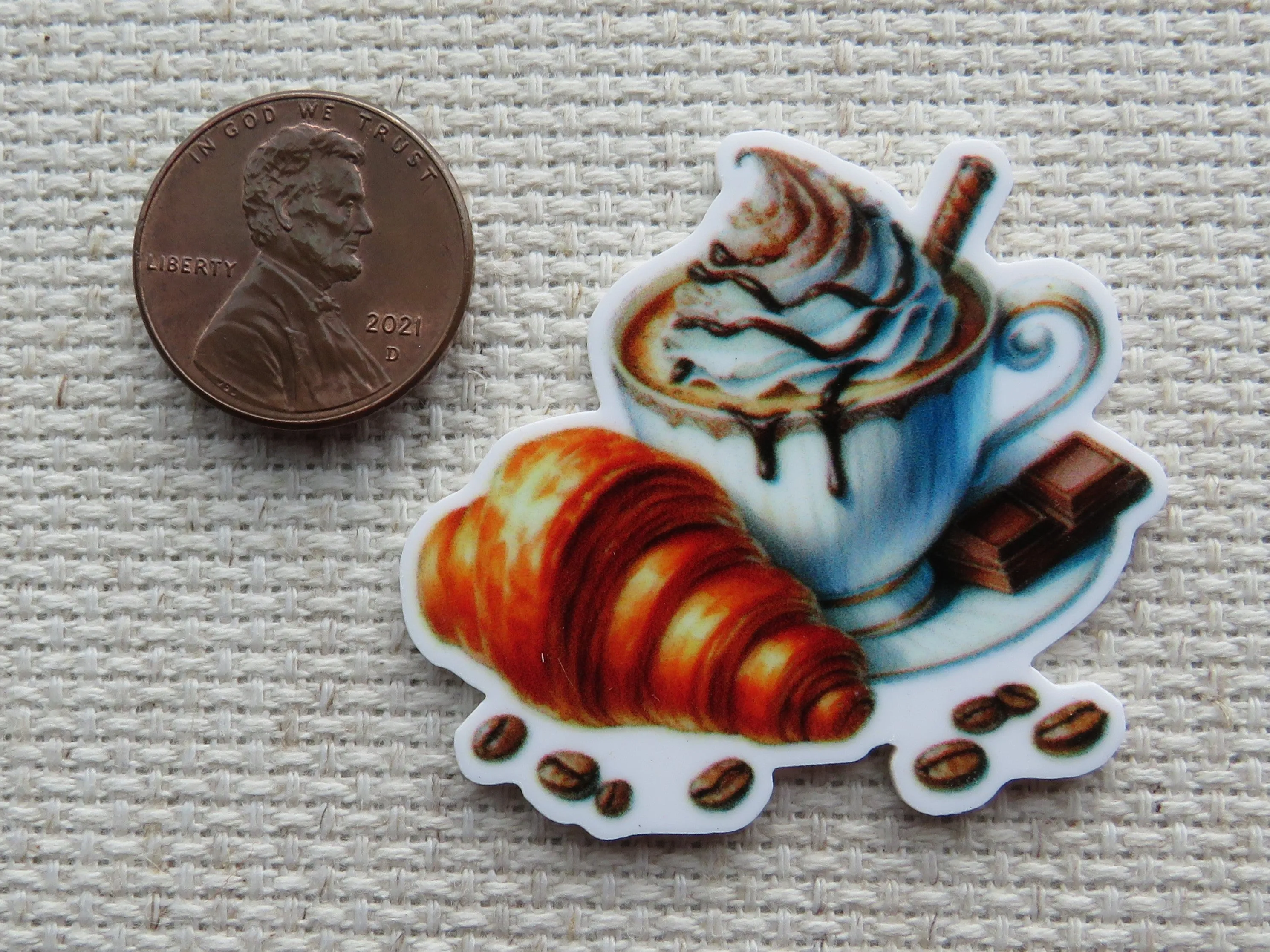 Coffee and Croissant Needle Minder, Cover Minder, Magnet