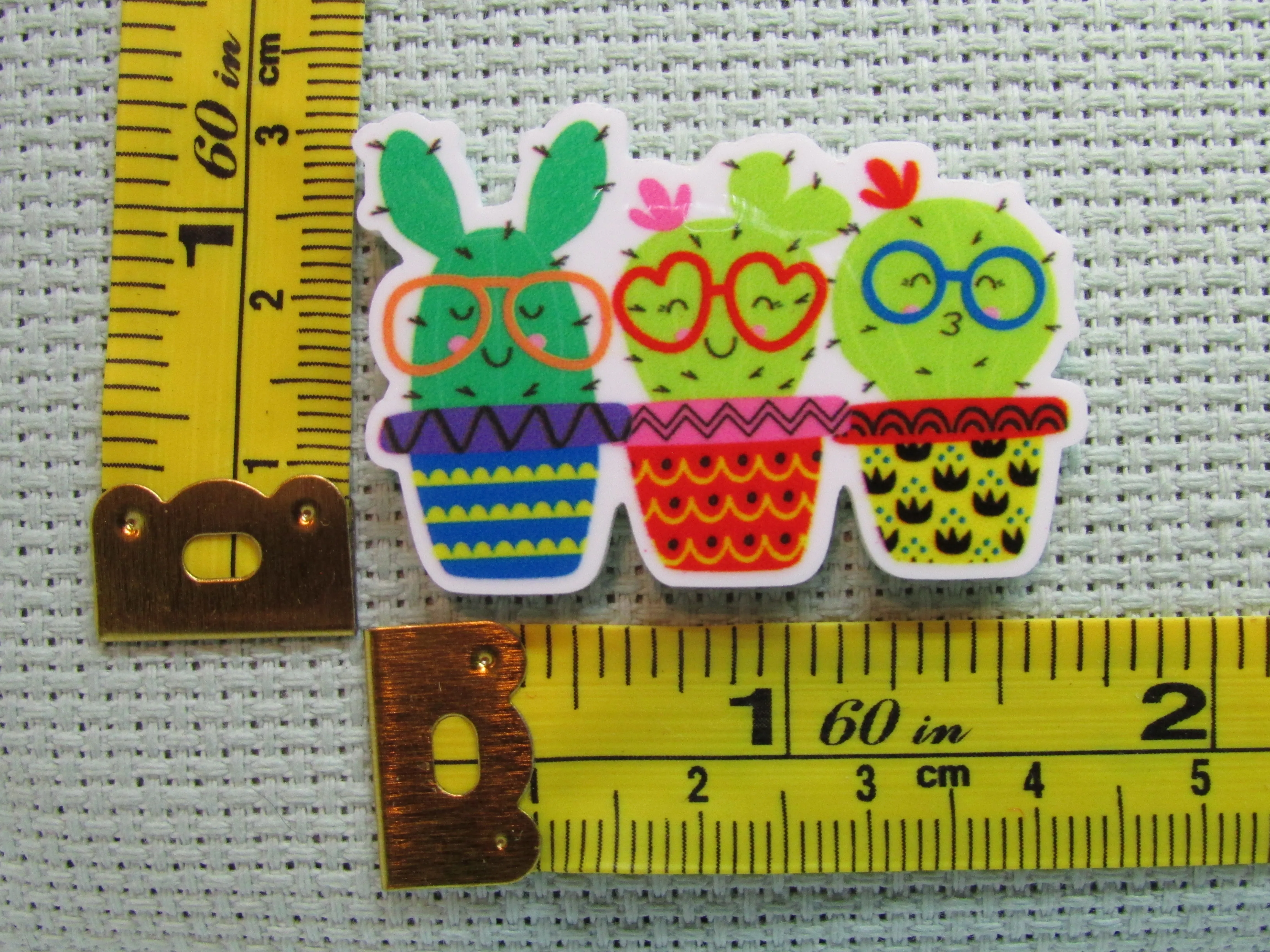 Cute Glasses Wearing Cactus Trio Needle Minder, Cover Minder, Magnet