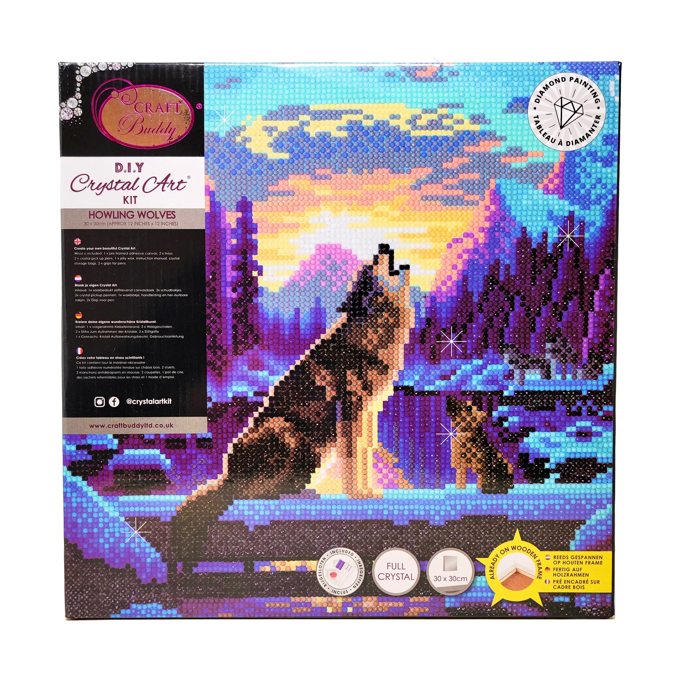 D.I.Y Crystal Art Medium Framed Kit - Howling Wolves