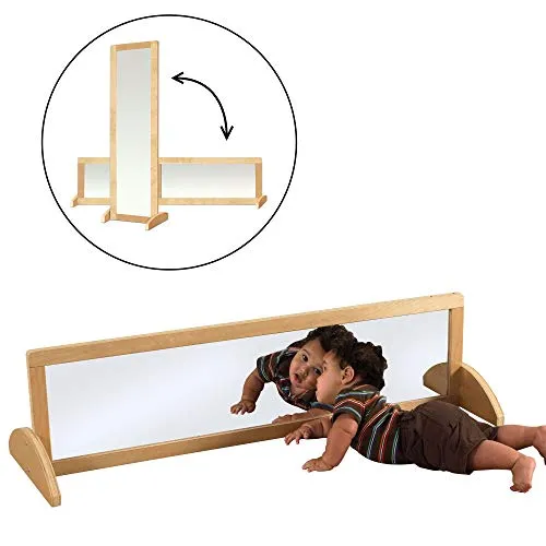 ECR4Kids Double-Sided Shatterproof Bi-Directional Birch Frame Full-Length Floor Mirror