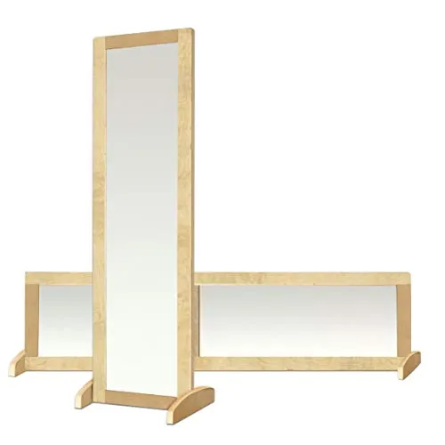 ECR4Kids Double-Sided Shatterproof Bi-Directional Birch Frame Full-Length Floor Mirror