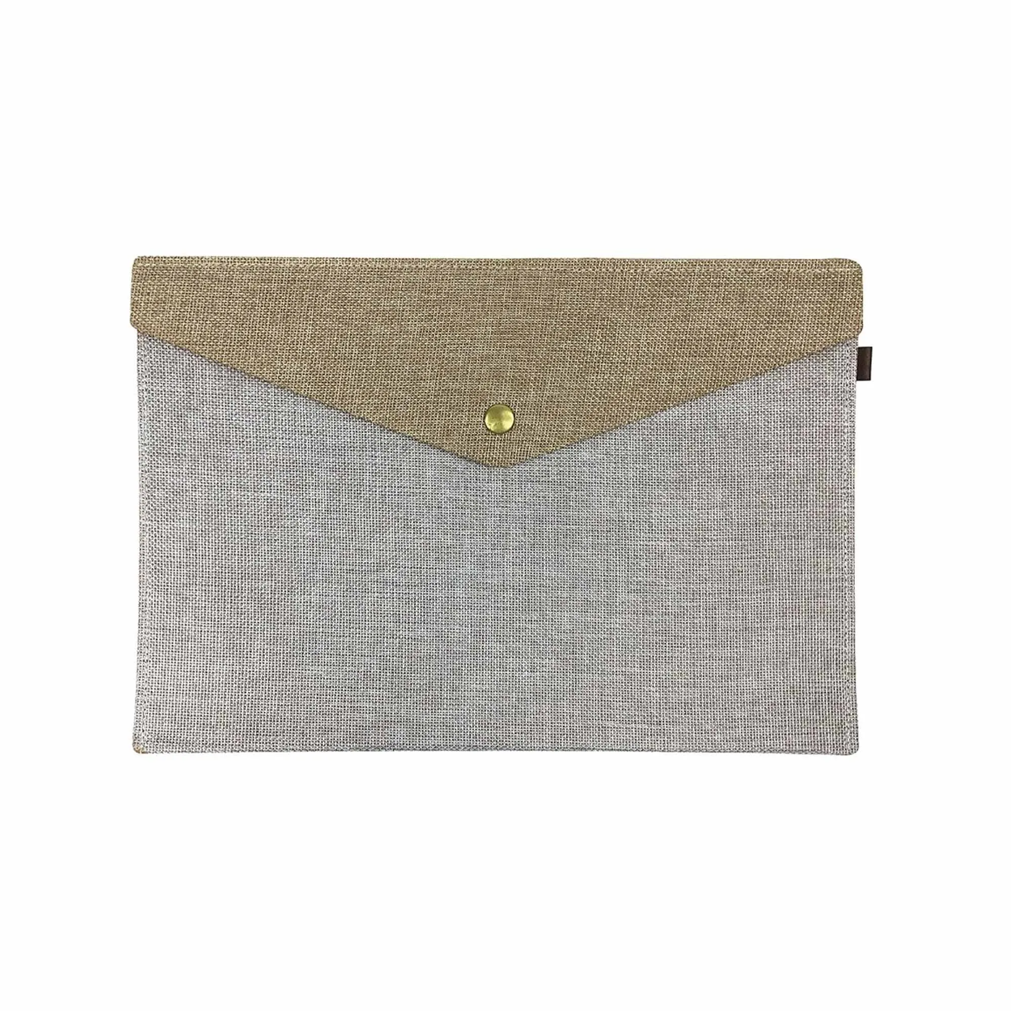 Elegant Linen Beige/Brown Document Holder Envelope - A4 Size