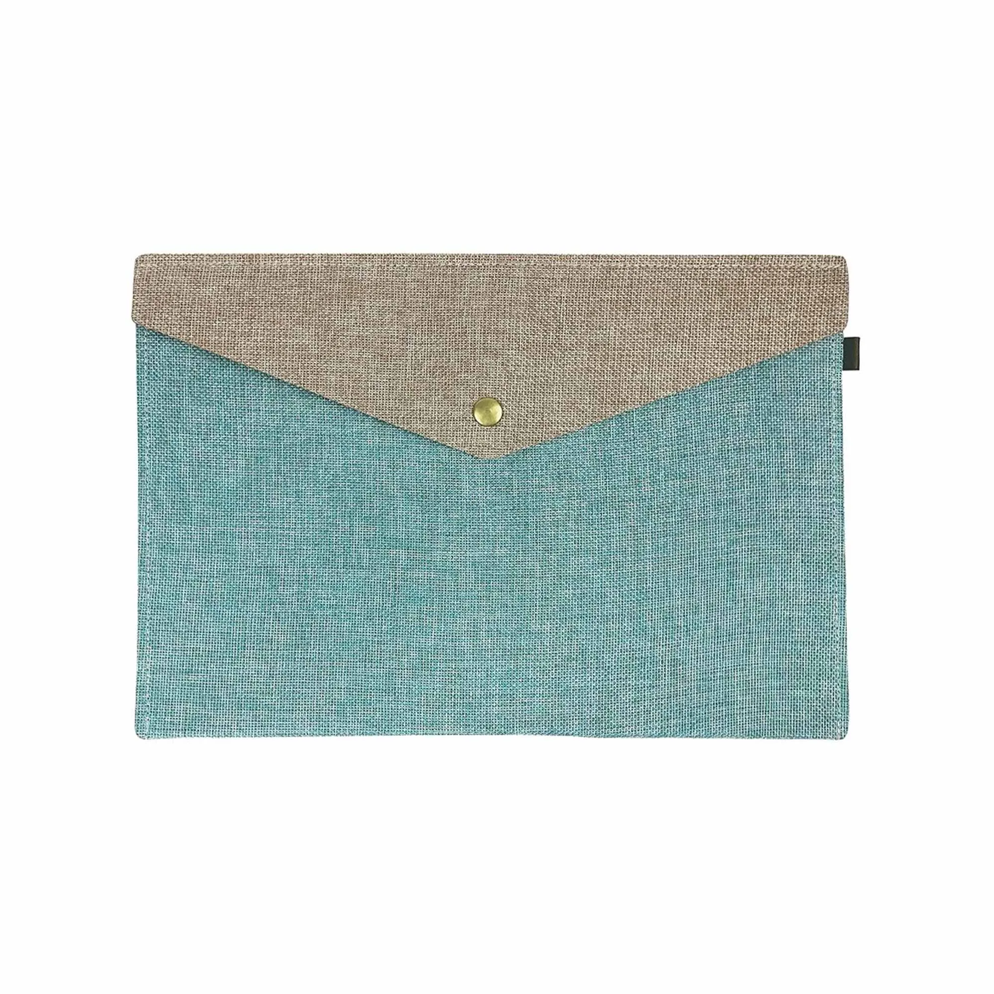 Elegant Linen Blue/Brown Document Holder Envelope - A4 Size