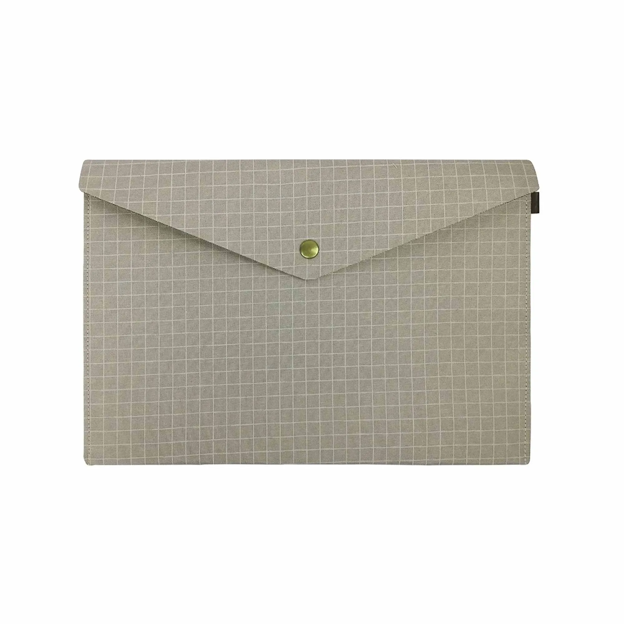 Elegant Linen Chequered Brown Document Holder Envelope - A4 Size