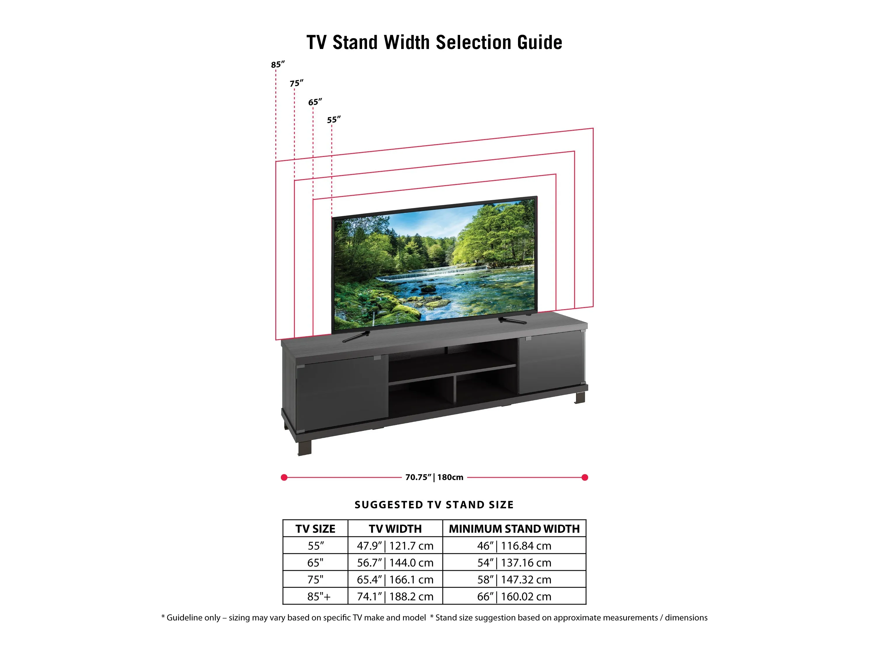 Extra Long Black Wood TV Stand, TVs up to 85"