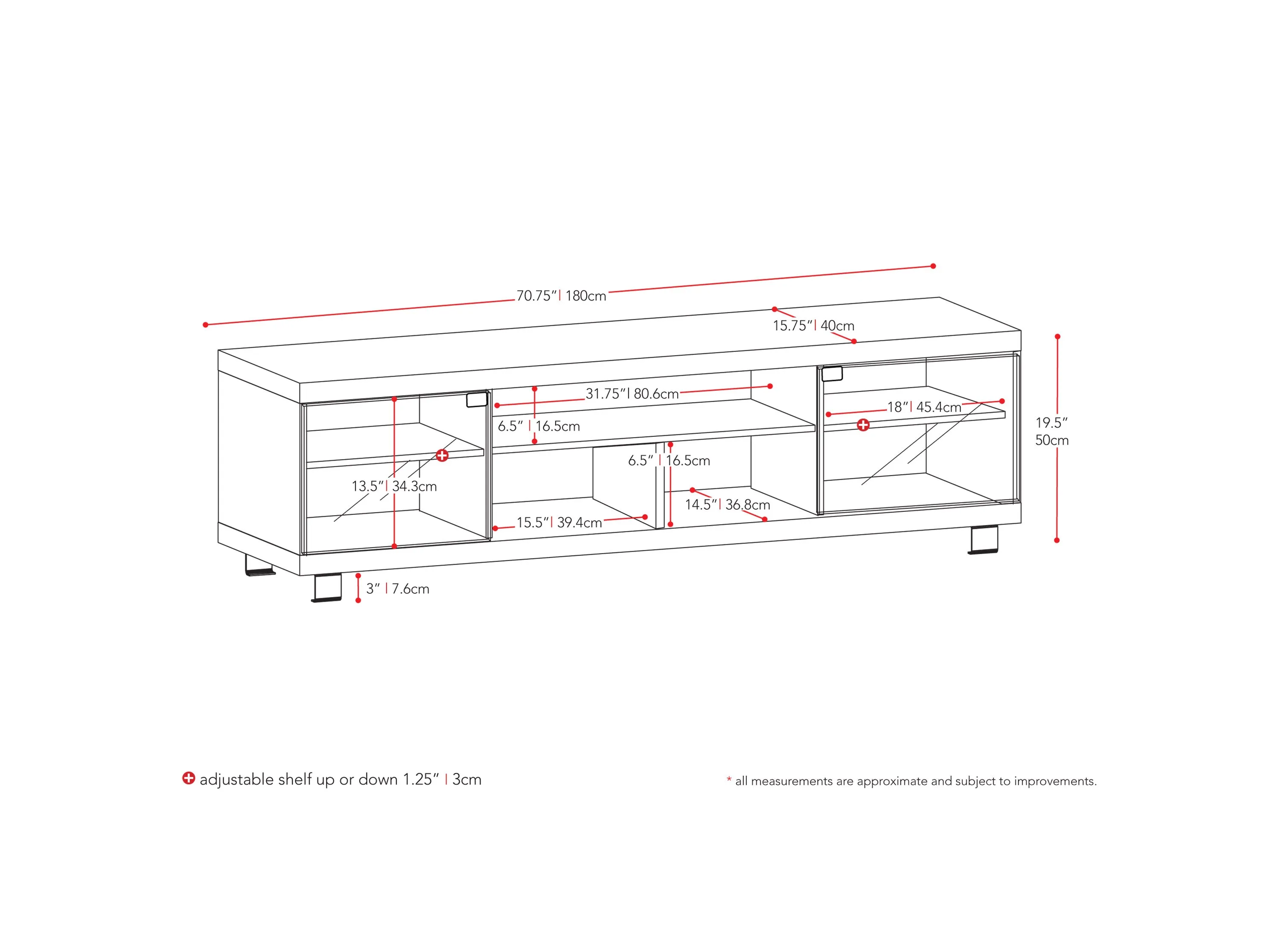 Extra Long Black Wood TV Stand, TVs up to 85"