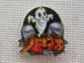 Ghost in a Pumpkin Patch Needle Minder, Cover Minder, Magnet